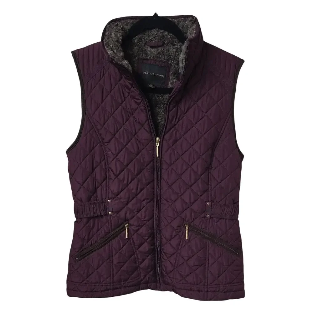 Weatherproof Ultra Soft Lining Quilted Dark Purple Vest Womens Size Small